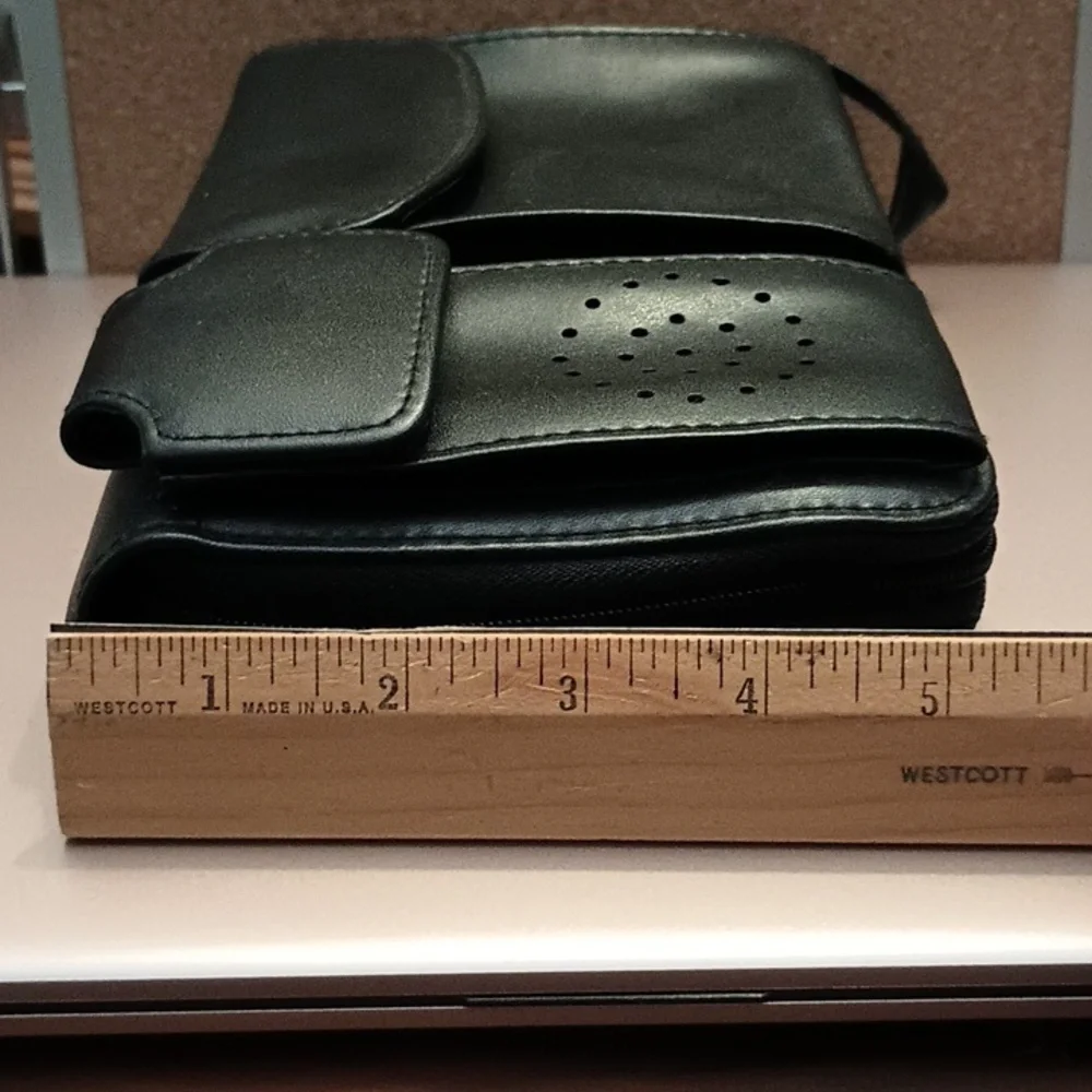 Faux leather black 2 zipper 2 pocket unisex organizer